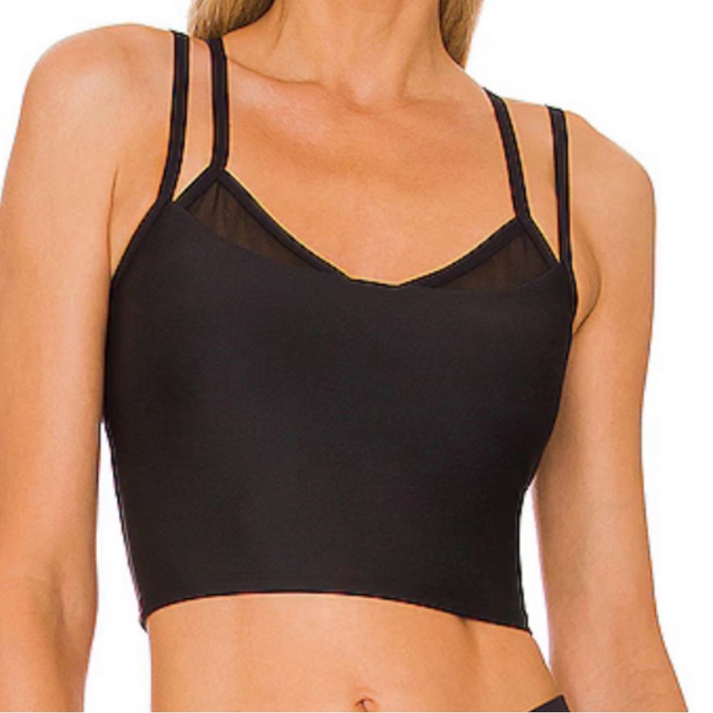 Black Alo Double-Strap Crop Bralette, Size Small